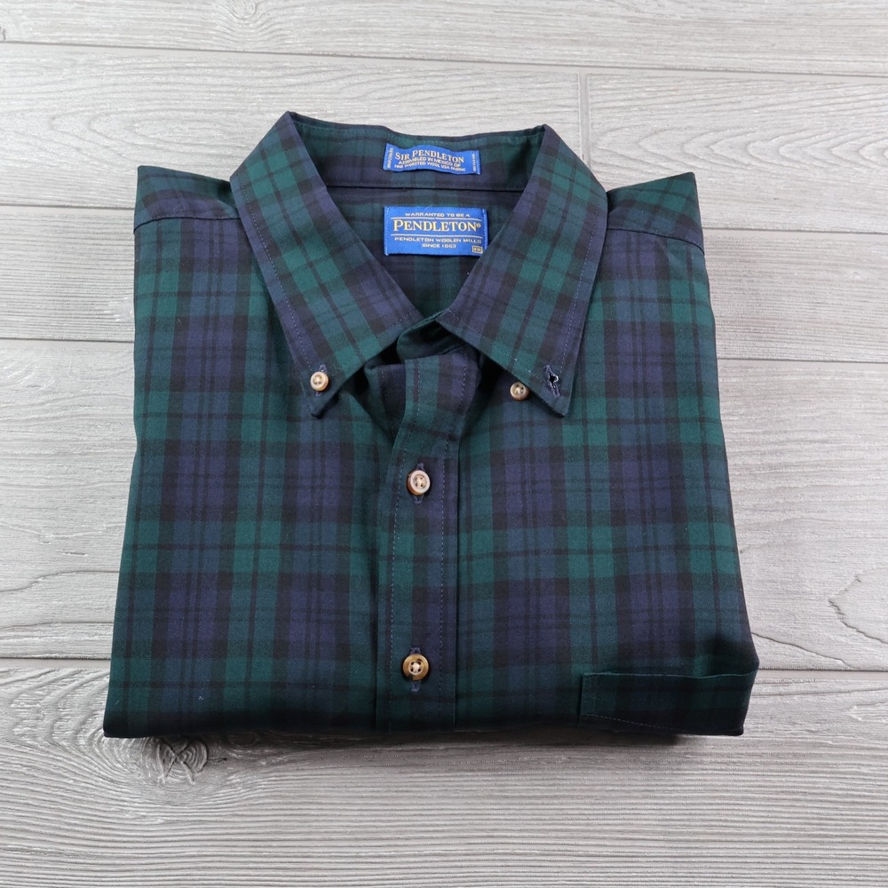 Pendleton Authentic Blackwatch Tartan Men's XXL Worsted Wool Button Down Shirt